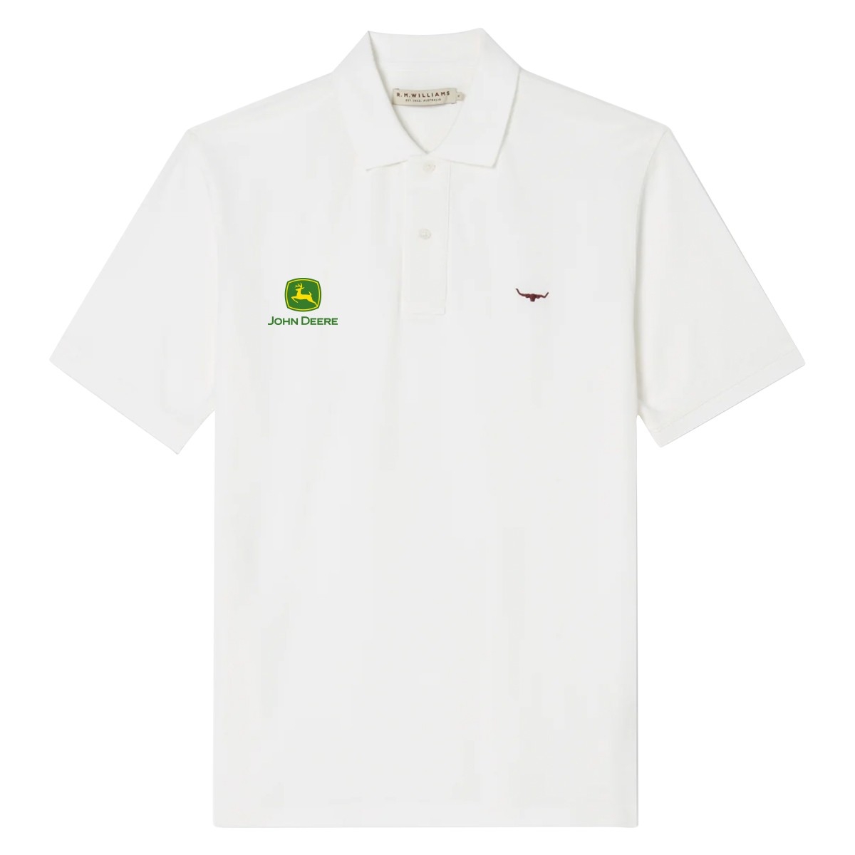 Picture of John Deere Rod Polo by R. M. Williams – White AG
