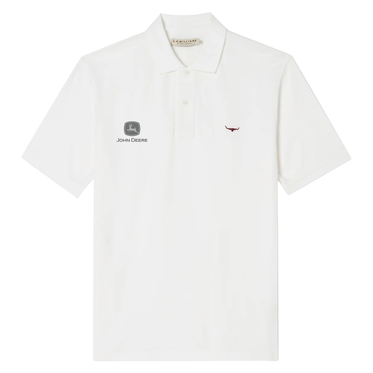 Picture of John Deere Rod Polo by R. M. Williams – White NE