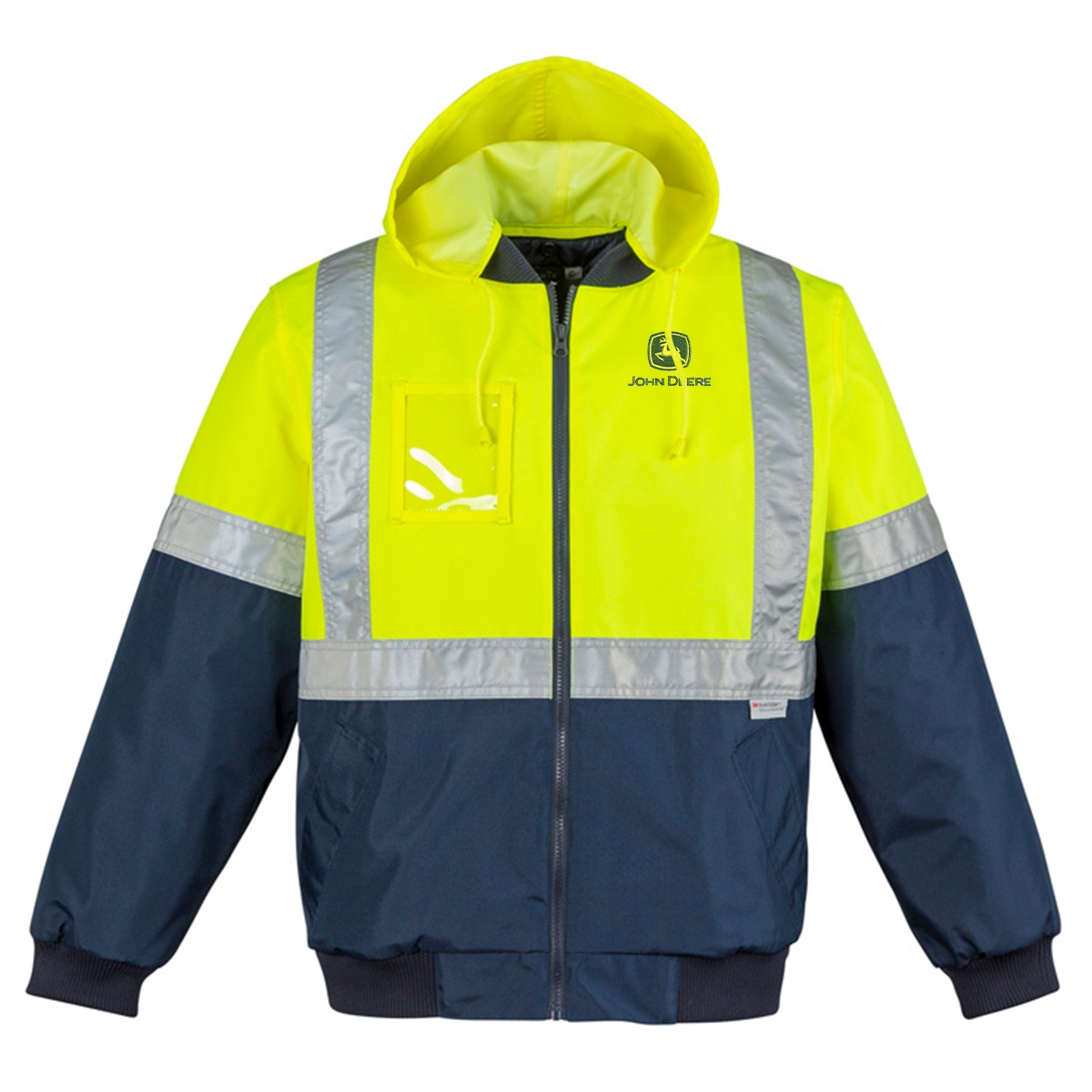 Picture of John Deere Hi Vis Quilted Flying Jacket - Yellow/Navy