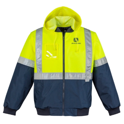 Picture of John Deere Hi Vis Quilted Flying Jacket - Yellow/Navy