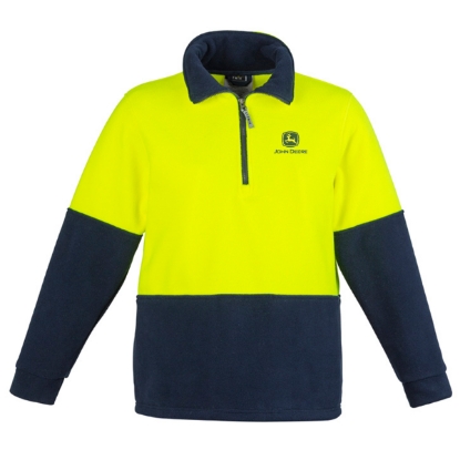 Picture of John Deere Unisex Hi Vis 1/2 Zip Polar Fleece Pullover - Yellow/Navy