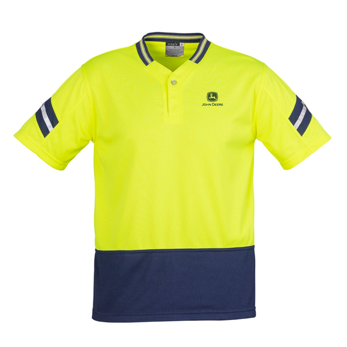 Picture of John Deere Hi Vis Astro Short Sleeve Shirt - Yellow/Navy