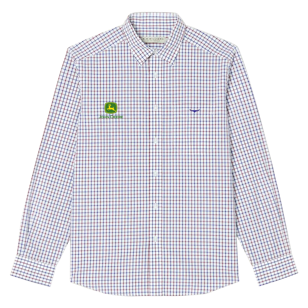 Picture of John Deere Collins Shirt by R. M. Williams – Navy/Burgundy/White - AG