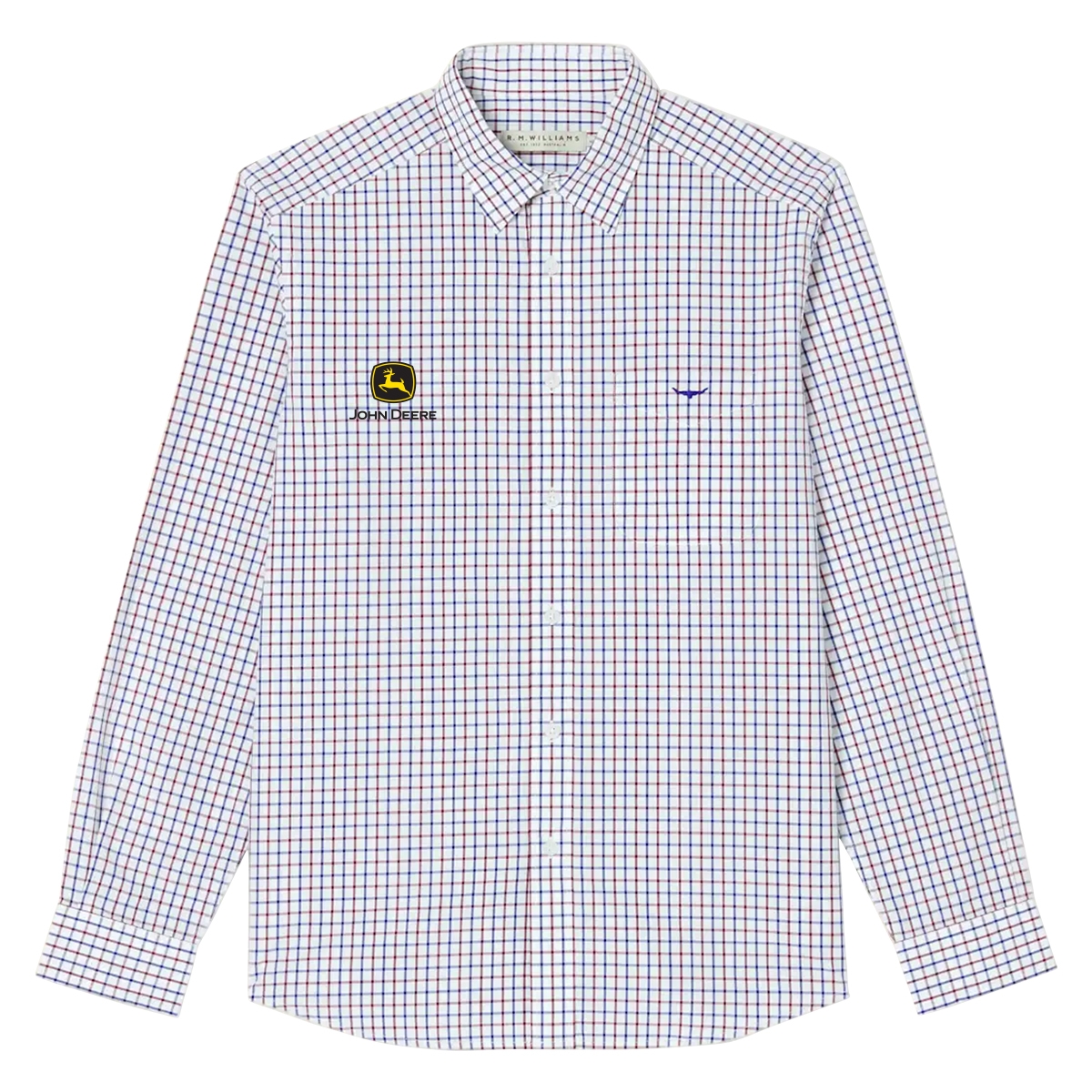 Picture of John Deere Collins Shirt by R. M. Williams – Navy/Burgundy/White - CF