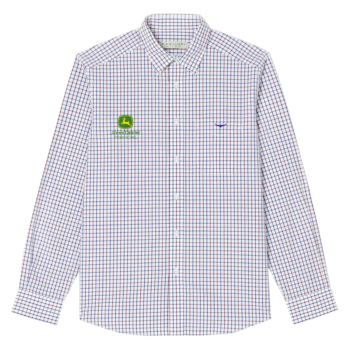 Picture of John Deere Collins Shirt by R. M. Williams – Navy/Burgundy/White - AGF