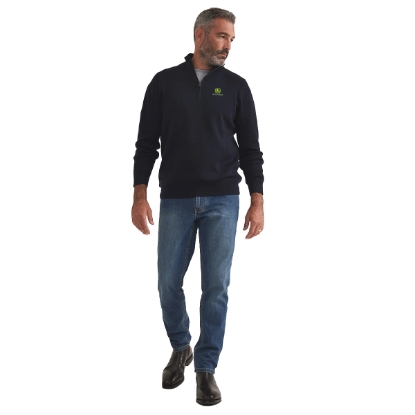 Picture of John Deere Saxon Merino Jumper by RB Sellars - Navy AG